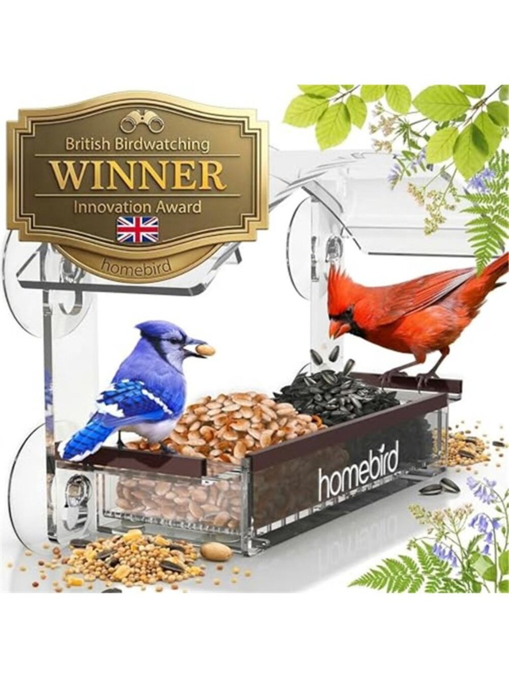 Window Bird Feeder with Strong Suction Cups -(Upgraded 2026 Model) Clear Acrylic